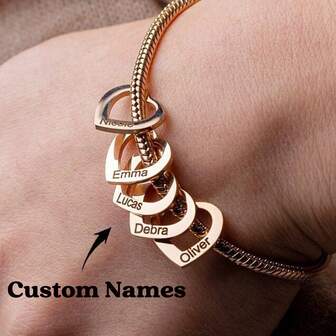 Pulsera personalizable con 2-6 nombres, pulsera de mamá con nombres de hijos: pulsera con dije grabado - regalos de cumpleaños para la madre - joyería personalizada para mamá - regalo personalizado para mamá, esposa