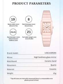 LIGE 女士手表，防水石英表，防滑表冠，陶瓷表带 - 白色 - 查看 3