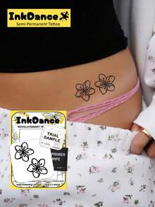 1 Kit "Detailed Hibiscus" Revolutionary Technology Tattoos, Semi-Permanent Tattoos, Flower, Temporary Tattoos, Long Lasting, Women Fake Tattoos, Water-Resistant, Authentic Tattoo Look, Plant-Based, Present S001 - Black - View 2