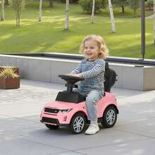 AIYAPLAY Land Rover Discovery Licensed Ride On Car, 2-In-1 Baby Push Car With Removable Push Handle, Foot To Floor Slider With Storage, Protective Guardrail, For Toddlers 18-36 Months, Pink - 粉色 - 查看 9