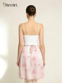 DonsGirl 1pc Floral Print Ballet Tutu Dress, Ribbon Tie Design, Suitable For Ballet/Modern/Classical Dance Practice And Performance, Great Gift For Girlfriend - Baby Pink - View 6