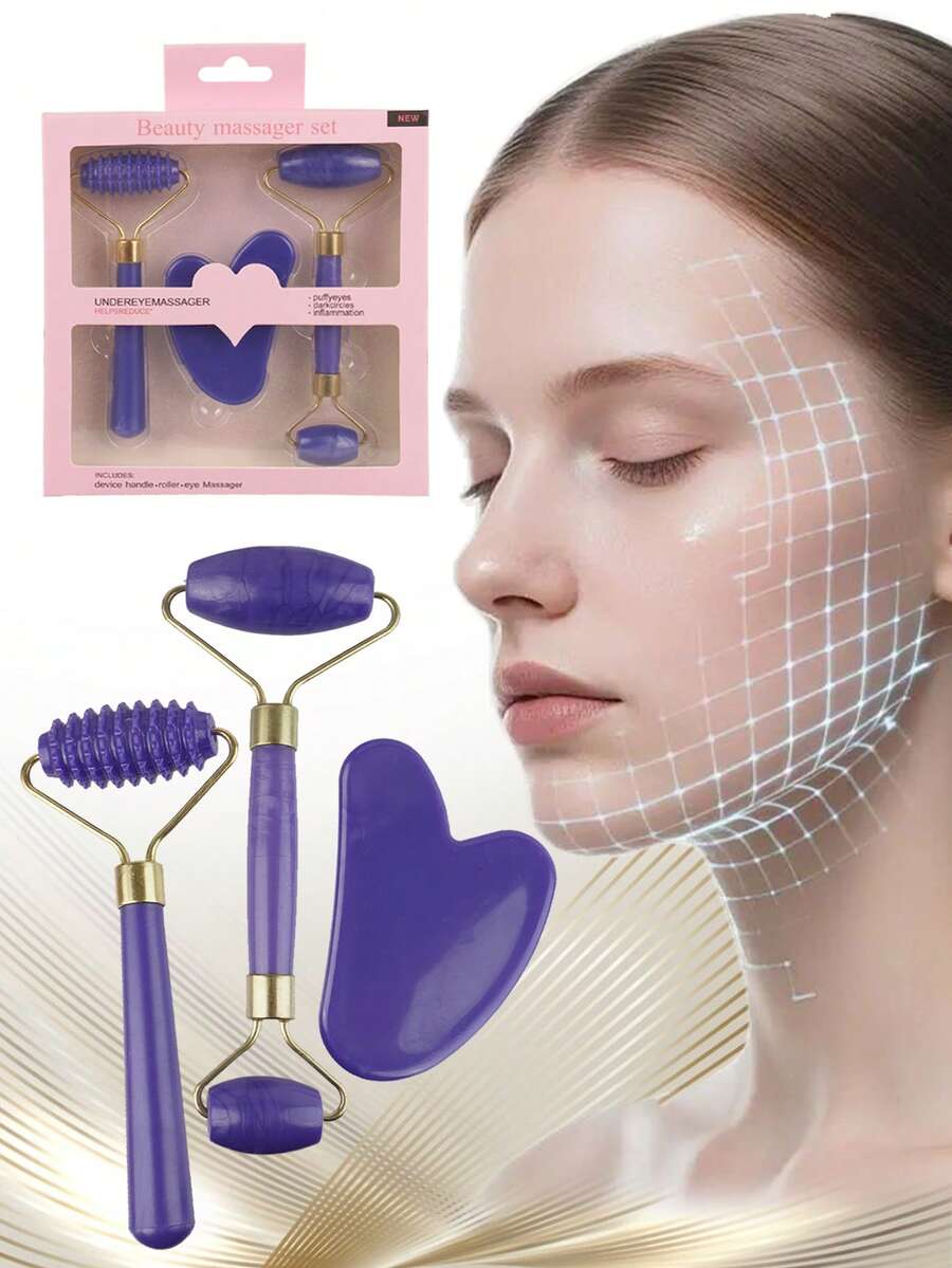 3pcs Face Massage Gua Sha Tools Set, Includes Gua Sha Scraper, Suitable For Face And Neck Massage - Mother's Day Gift - Facial Care Gift, Beauty, Skincare, Spa, Self-Care, Skincare Tools, Facial Care, Beauty Therapist Supplies, Massage, Facial Massage Tools, Face Roller - Multicolor - View 1