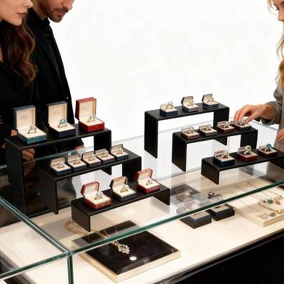 3pcs Black Acrylic Display Stand, 3-Tier Desktop Cake/Dessert Stand, Product Display Rack Suitable For Collecting Shoes, Jewelry, Figurines