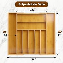 Expandable Drawer Organizer Bamboo Tray, Adjustable Cutlery & Utensil Holder For Kitchen, Office, Jewelry & Junk Drawers - gừng - Xem 5