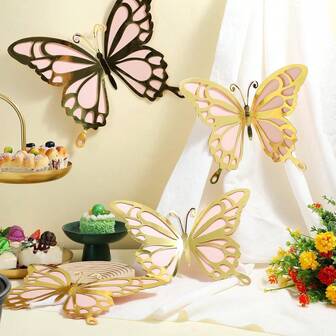 12 Pcs Large Butterfly Party Decoration Paper Butterfly Stickers In 2 Different Size 3D Butterfly Wall Mural Set Giant Butterfly For Birthday Nursery Bedroom Wedding