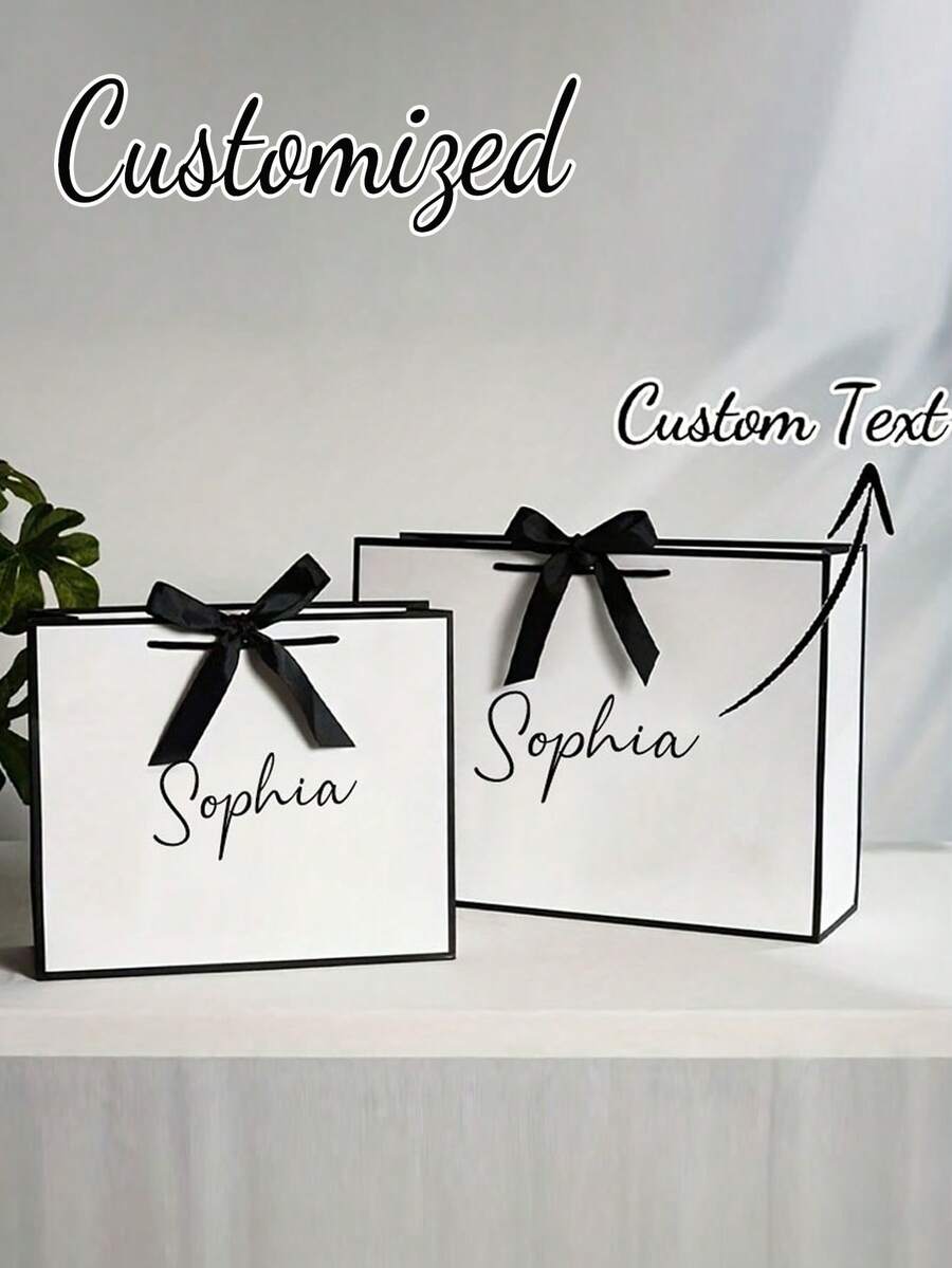 Customized Wedding Gift Bags, Customized Bride & Bridesmaid Gift Boxes, Wedding Party, Customized Birthday Gift Bags, Wedding Gift Bags, Bridesmaid Gift Bags, Engagement Gift Bags, Party Gift Bags, Ribbon Tied Gift Bags, Graduation Gift Bags, "I Love You" Printed Gift Bags, Made Of Paper, Lightweight And Foldable, Suitable For Shopping, Great For Girlfriend - Multicolor - View 1