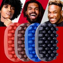 WANMEI 2pcs Black Twist Styling Comb Set, Includes Curly Hair Sponge Brush And Dreadlock Cleaning Brush, Professional African Men Curly Hair Styling And Scalp Cleansing Tool, Suitable For Black, Curly And Short Natural Wavy Hair - Black - View 3