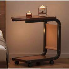Side Table C Shaped For Sofa Coffee End Tables For Living Room Bedside Tables UK - Brown - View 6