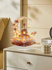 2D Flat Elegant Golden Buddha Statue, Lotus Acrylic Decoration – Desktop Figurine With Lighting Design, Suitable For Home & Garden, Ideal For Winter And Holiday Celebrations, No Power Supply Required - Multicolor - View 6