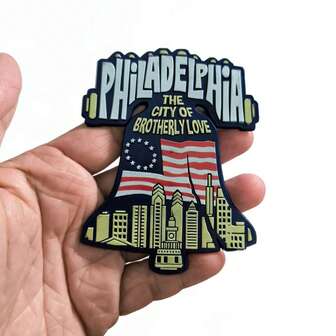 Imán de nevera creativo de la Campana de la Libertad de Filadelfia, imán decorativo del hito de la ciudad estadounidense