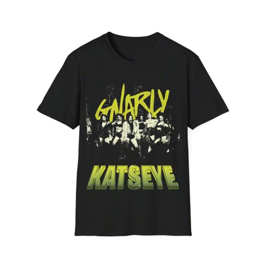 Vintage Katseye Music Unisex Shirt, Katseye Kpop Graphics Shirt, Katseye Beautiful Chaos Shirt, Katseye Gnarly Shirt, - 黑色 - 查看 1