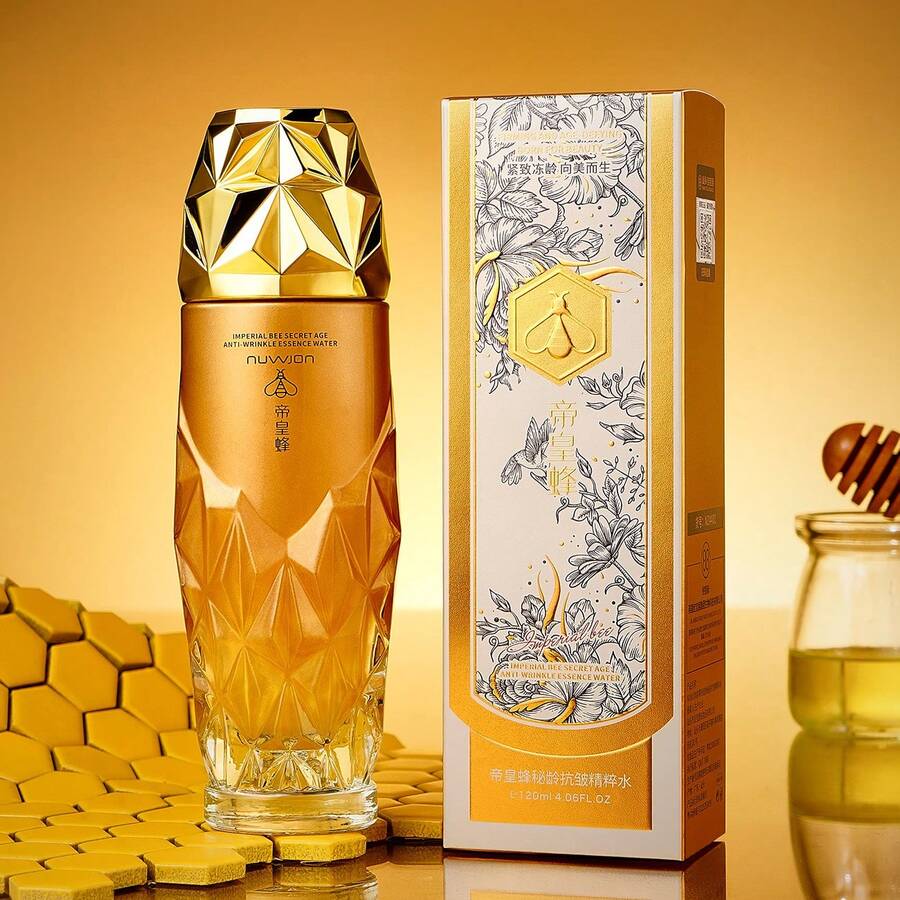 帝王蜂抗皱精华，保湿滋润，减少皱纹，改善粗糙，丰盈柔滑，滋养熬夜肌肤，紧致肌肤，爽肤水 - 橘色 - 查看 1