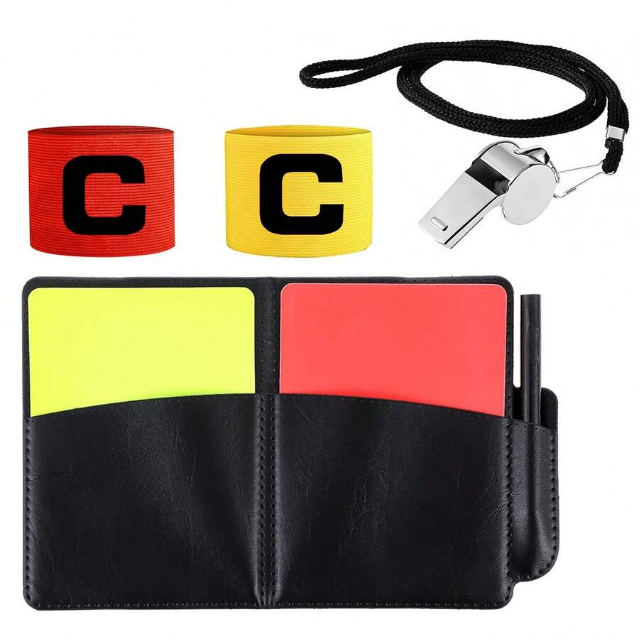 2026 New High-Utility Football Referee Full Set (Includes Red/Yellow Cards, Notebook, Lanyard Whistle, Pencil, Two Football Positioning Armbands), The Best Choice For Football Referees, Suitable For Various Football Sports Training And Matches - Multicolor - View 1