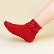 5双装婴儿纯色短袜，新年袜，经典红、黑、白、粉、米色，饰有蝴蝶结，色彩鲜艳，柔软舒适，适合春、夏、秋季日常穿着，适合0-3岁宝宝，节日袜，精美礼物，情人节袜 - 彩色 - 查看 10