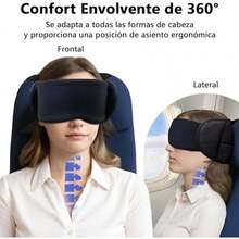 Almohada de Viaje, Almohada para el Cuello con Antifaz, Máscara de Ojos Portátil y Desmontable, Una Alternativa a Las Almohadas de Viaje de Larga Distancia, Soporte de Cabeza de 360°, Negro - / - Ver 6