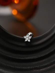 SereneSpark 1Pc Moissanite Stud Earrings 925 Sterling Silver Cartilage Earrings Hypoallergenic Flat Back 18K White Gold Plated Earrings For Daily Wear Wedding Party Engagement Fine Jewelry - White Gold - View 7