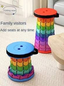 This Outdoor Camping Stool Is A Foldable And Telescopic Bench, Also A Portable Outdoor Stool, Travel Folding Stool, Fishing Stool, Folding Chair And Upgraded Folding Stool. It Is Lightweight And Durable, With A Maximum Weight Capacity Of 400 Lbs, Making It Very Suitable For Camping, Fishing, Hiking And Barbecuing. This Adult Outdoor Camping Stool Is Compact, Durable And Telescopic, Suitable For Adult Use. - Multicolor - View 2