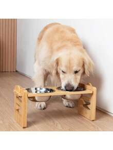 Adjustable Wooden Pet Feeder Stand For Small/Medium Dogs & Cats, Neck-Friendly Raised Food & Water Bowls