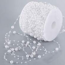 1 Roll Of Extra Long Beaded Wreath, Elegant White Faux Pearl Beaded Chain, Suitable For Wedding, Party Decoration, Durable And Flexible Hanging Ornaments, Wreath, Center Decoration Thread, Suitable For Home, Event, DIY Crafts, Event Decoration, Decorative Details, Home Decoration - Multicolor - View 10