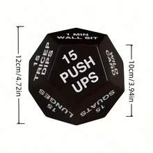 1个十二面体健身减压球 - 黑色底红色文字，包含18个跳跃深蹲和30个仰卧起坐的训练说明，非常适合手部握力训练，健身器材 | 十二面体设计 | 泡沫材质，家用健身房减压球，家用健身器材 | 十二面体减压球 | 泡沫结构，减压球
