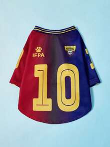 1 pieza Ropa deportiva universal para mascotas, gato o perro, con estampado de letras en degradado de moda y casual, uniforme cómodo para mascotas - Azul - Ver 7