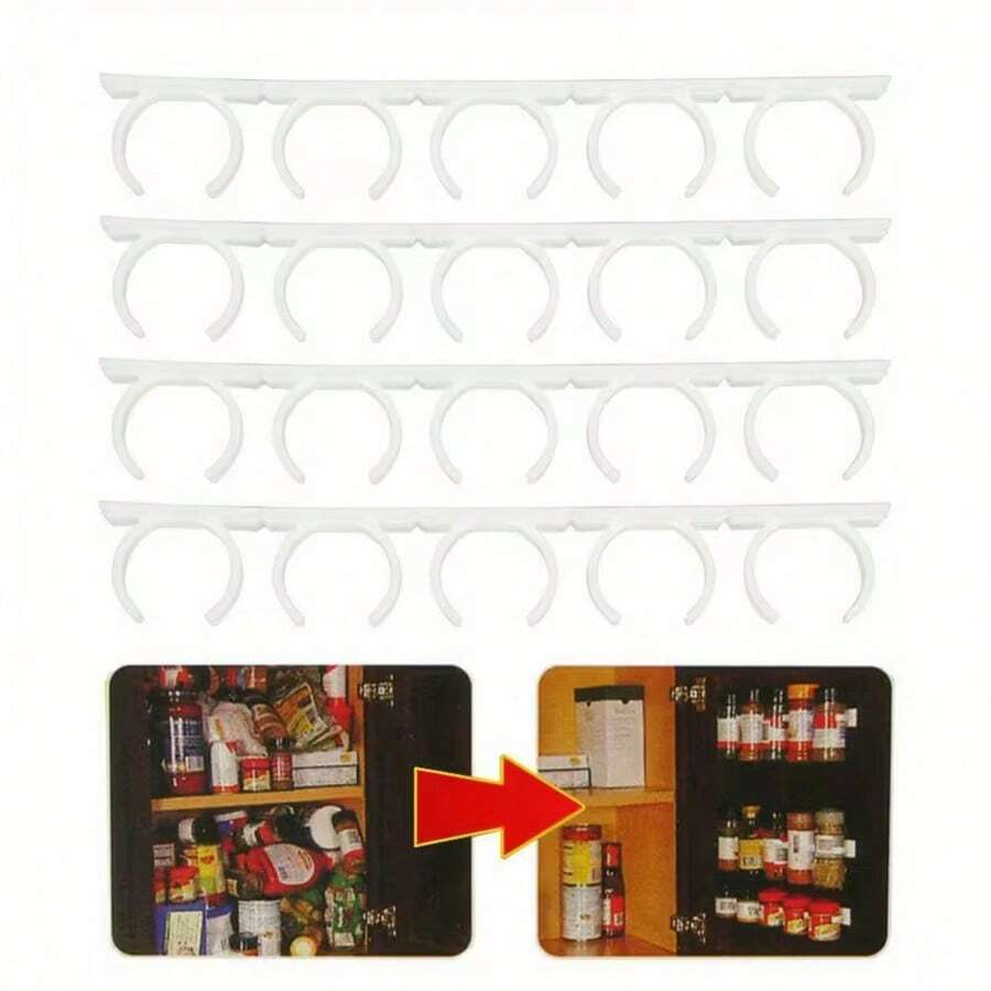 1/4pcsWall-Mounted Spice Jar Holder: Organize Your Kitchen With Ease - Spice Tongs, Spice Jar Storage, Kitchen Tools - PP Material