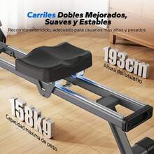 MERACH Máquina de Remo magnética, para el hogar, 16 Niveles de Resistencia silenciosa, riel Deslizante Doble con Capacidad de Peso máxima de 350 Libras, aplicación Compatible con Monitor LCD, Q1S - Q1S-Magnética - Ver 4