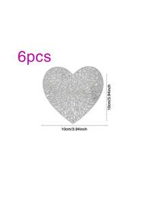 6/12pcs Heart Shaped Coasters, Suitable For Valentine's Day, Wedding, Party, Tabletop Decoration, Coffee Cup Mat, Thanksgiving, Easter, Christmas - Multicolor - View 16
