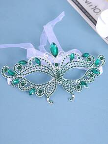 1pc Rhinestone Half Face Mask Women Masquerade Eye Mask Shiny Rhinestone Metal Mask For Party Prom Masquerade Ball Bridal Cosplay Events,Valentine's Day Costume - Multicolor - View 5