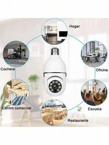 1080P WiFi Bulb Surveillance Camera, 1080p HD WiFi Camera, Color Night Vision, 360° Rotation, Automatic People Tracking, Two-Way Communication, Smart Home - White - View 6