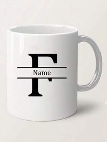 1pc, 11oz Personalized Letter Name Custom Coffee Mug - Designed Customized Cup, Ceramic Mug, Unique Novelty Mug, White Tea Cup, Personalized Letter Name Custom Coffee Mug - Designed Customized Cup, Summer & Winter Drinkware, Birthday Gift, Family Gathering Gift, Holiday Gift, Mildew Resistant, Reusable, Elegant, Cute, Modern