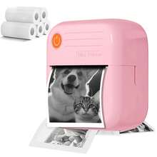 迷你打印机、口袋打印机、无线迷你贴纸打印机、迷你便携式热敏打印机、高清无线标签和二维码打印机、USB可充电锂电池、黑白输出，适用于DIY、日记、学习笔记和节日礼物，无线打印 | 时尚设计 | 无线连接，迷你打印机，1200mAh可充电锂离子电池 - ET-多色 - 查看 25
