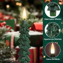 Velas Sin Llama en Forma de Árbol de Navidad, 4PCS Velas LED Sin Llama, 3D Velas de Navidad Decorativas, Velas LED Cerosas Sin Llama, con 2 Temporizador Remoto, para Navideña, Bodas, Fiestas,36772323 - Multicolor - Ver 2