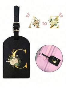 1PC TSA Approved Initial Luggage Tag, Soft Pu Faux Leather Personalized Monogrammed Luggage Tag, A-Z Letter Custom Travel Id Tag With Privacy Cover & Name Card Holder, Cute Baggage Claim Tag For Suitcases/Backpacks/Travel Bags/Carry-Ons/Duffel Bags - Multicolor - View 3