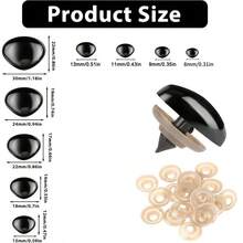 20/30/50pcs Black Plastic Triangle Nose With Gasket, Woven Design, Available In Large/Medium/Small Sizes (8/9/11/13/15/18/20mm), Suitable For DIY Crafts, Dolls, Puppets And Teddy Bear Accessories - Black Glossy Finish - View 9