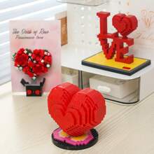 Valentine's Day Building Block Set, Adult Building Block Set, Micro Particle Building Blocks, Heart-Shaped Building Block Decor, LOVE Letter Assembly Decor, 3D Heart-Shaped Building Blocks DIY Assembly, Romantic Rose Heart-Shaped Decor, Challenging Adult Puzzle Stress Relief Gift, Valentine's Day Confession Gift For Girlfriend, Desktop Decor Valentine's Day Gift, Ceremonial Gift - Multi-colored Valentine's Day Building Blocks - View 4