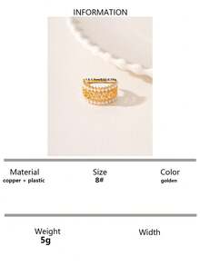 1 pieza Anillo versátil y de moda con diseño de nube hueca con perla falsa enchapada en cobre en estilo minimalista, regalo para mujer para la temporada de fiestas y bodas - Amarillo Oro - Ver 9