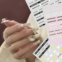 12/6片装自粘美甲贴纸，DIY美甲贴花，时尚美甲配件，包含花卉、几何和可爱图案，适合日常佩戴、派对、婚礼、节日和特殊场合，易于粘贴，适合女性和女孩。 - 彩色 - 查看 1