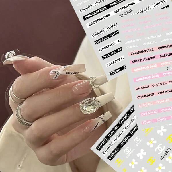 12/6pcs Self-Adhesive Nail Art Stickers, DIY Nail Decals, Fashion Nail Accessories Featuring Floral, Geometric And Cute Patterns, Suitable For Daily Wear, Parties, Weddings, Holidays And Special Occasions, Easy To Apply, For Women And Girls