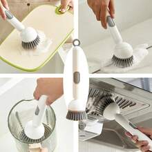 Kitchen Sink Scrub Brush - Dishwashing Brush | Rotating Dish Scrubber Tool | Pot Scrubber Refillable Long Handle Kitchen Tools for Cookware Pots Pans Cups Sink Stove Bottle Bathroom Shower - Blanco - Ver 3
