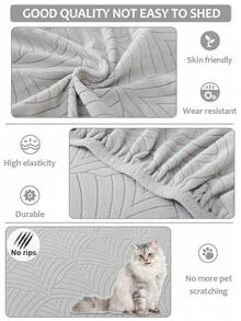 1件纯色羊毛绒沙发套，带帽设计，四季通用，防刮耐磨，弹性防滑，全覆盖式沙发保护套，适用于客厅沙发，适配L型沙发和1/2/3/4人座沙发。 - 淺灰 - 查看 4