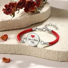 2pcs Personalized Luminous Couple Bracelets – Custom Name Glow-In-The-Dark Woven Rope Matching Bracelets, Adjustable His & Hers Jewelry, Unique Anniversary & Wedding Keepsake Gift, Valentine's Day Mother's Day Father's Day Christmas Gift For Boyfriend Girlfriend Dad Mom Family Friends, Birthday Graduation Party Jewelry - Multicolor - View 3