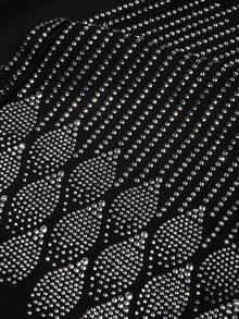 1pc Woven Fabric Rhinestone Embellished Robe, Suitable For Ramadan, Eid Al-Fitr, Eid Al-Adha, Friday Prayers, Weddings, Family Celebrations, National Holidays And Cultural Festivals, Spring/Autumn - Black - View 3