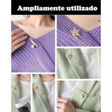 XISH Broches Para Ropa Mujer 36 Piezas Con Strass Prendedores Para Ropa Mujer Kit De Accesorios De Moda Para Blusas Vestidos Y Fiestas Ideal Como Regalo - Dorado - Ver 5