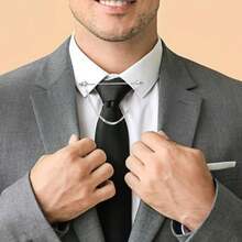 XISH FOMIYES Hebilla de collar broche  Hombres cuello broches patas camisa alfiler de la joyería clips de collar con cadena Pin de social traje pin cobre Plata - como en la foto - Ver 7