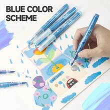 12支/84色丙烯颜料马克笔套装，速干不褪色，适用于绘画、插画、工艺品制作、涂色书创作、DIY项目，可在纸张、布料、木材、石头、塑料、玻璃、陶瓷、南瓜、金属等多种材质上使用，适合学生和成人，也是复活节、感恩节、万圣节、圣诞节的绝佳礼物。 - 彩色 - 查看 6