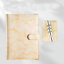 1pc A5 Marble PU 6-Ring Binder Loose-Leaf Cash Budget Planner Notebook - Multicolor - View 3