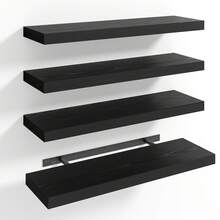Tomnk Set Of 4/6/8 Floating Shelves, Bookshelves, Rustic Wood Finish Wall Shelves, Shelves For Wall Decor, With Invisible Brackets For Bathroom, Living Room,Bedroom And Kitchen - 彩色 - 查看 1
