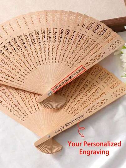 Personalized Sandalwood Wedding Party Favor Monogram Hand Fans Wedding Fans Bridesmaid Fans Custom Wedding Fans Beach Summer Wooden Fans Fashion, Vintage, Contracted For Women/Men, School Supplies