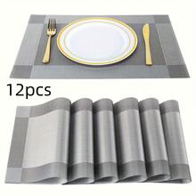 Bộ 1-12 tấm lót bàn ăn bằng PVC chống thấm nước và chịu nhiệt, thích hợp cho phòng ăn, trang trí bàn ăn, trang trí nhà cửa. - Nhiều màu - Xem 10